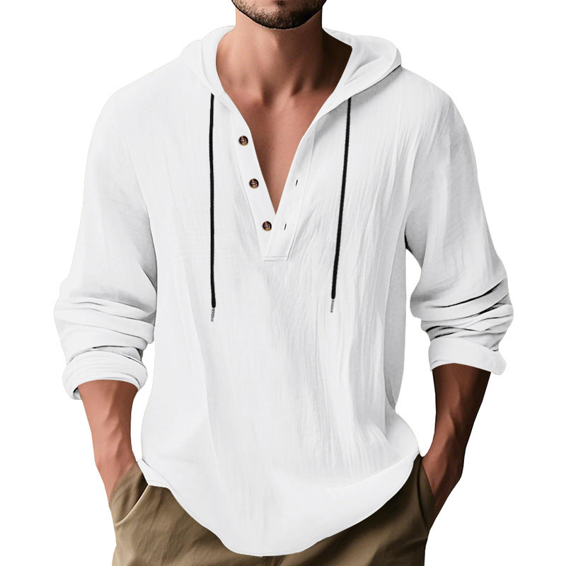 Herren lässiges Langarm-Hoodie mit Knopfleiste und Echoarchivrnem Schnitt Echoarchiv