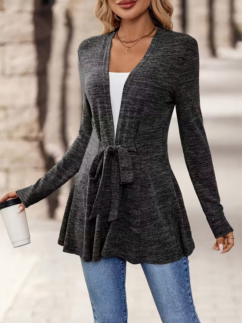 Damen Feinstrick-Cardigan mit Bindegürtel und ausgestelltem Saum Echo Archiv