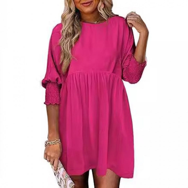Damen Lockeres Babydoll-Kleid mit Ballonärmeln und geraffter Taille Echo Archiv