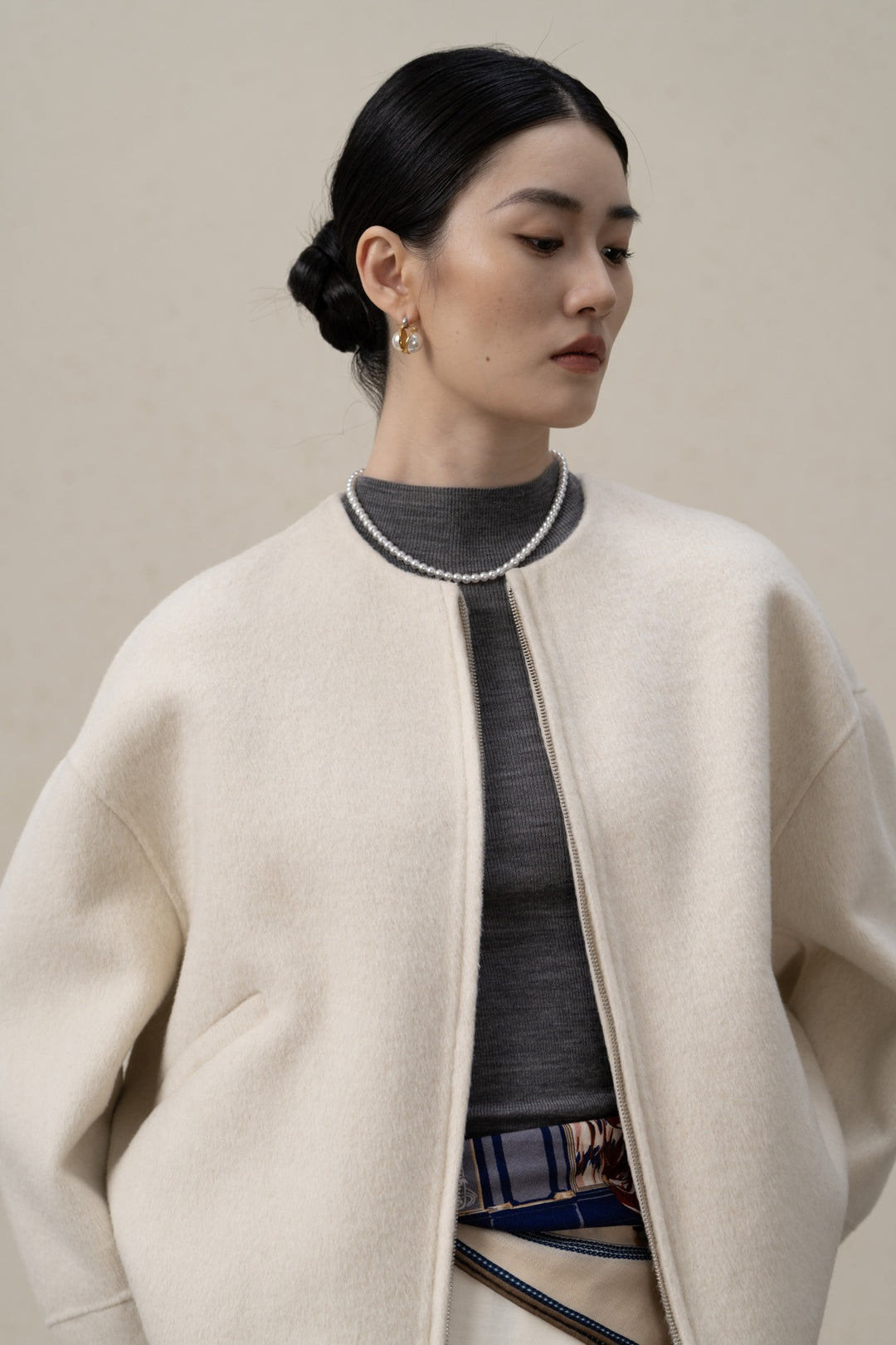 Damen Elegante Übergroße Wollmischung Jacke – Célinea