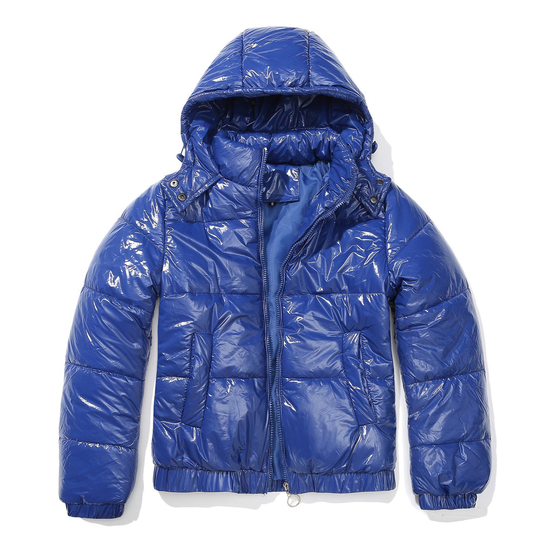 Damen glänzende Steppjacke mit abnehmbarer Kapuze Echoarchiv