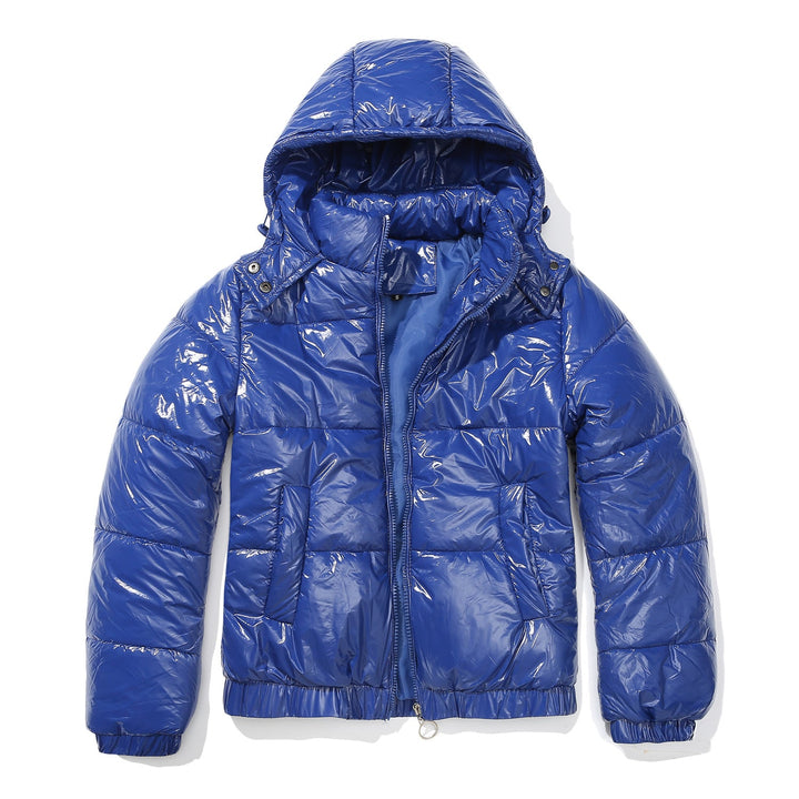 Damen glänzende Steppjacke mit abnehmbarer Kapuze Echoarchiv