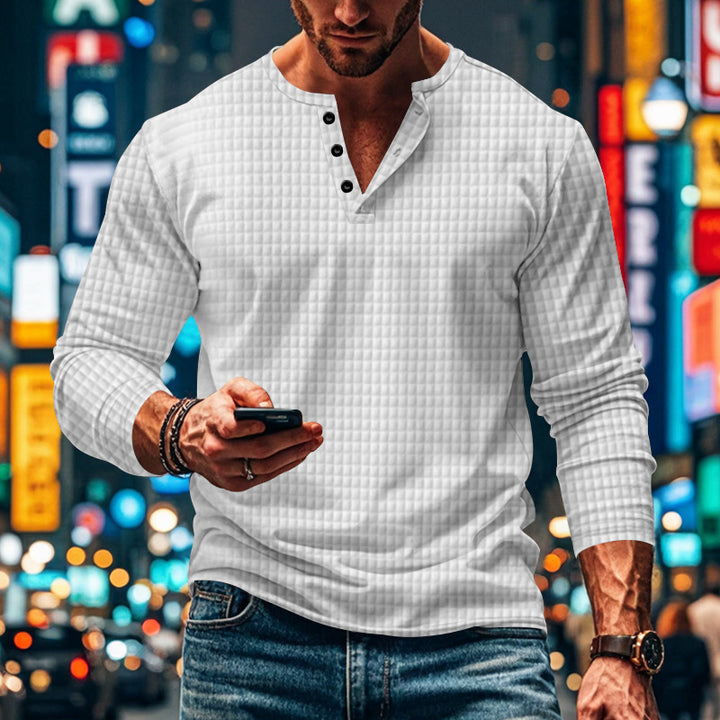 Herren langarm Hemd mit strukturiertem Design und eleganter Knopfleiste Echoarchiv