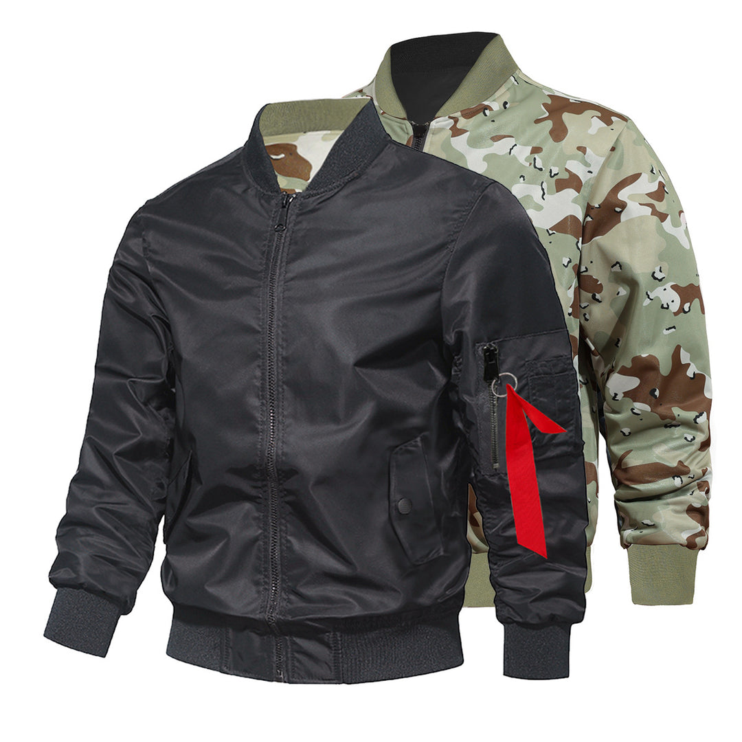 Men's reversible lightweight insulated bomber jacket with sleeve utility pocket – Brevano