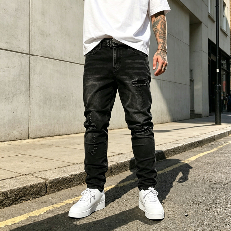 Herren Zerrissene Slim-Fit Jeans Echoarchiv