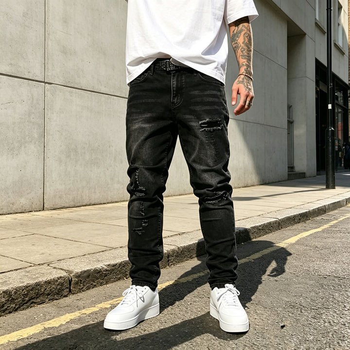 Herren Zerrissene Slim-Fit Jeans Echoarchiv