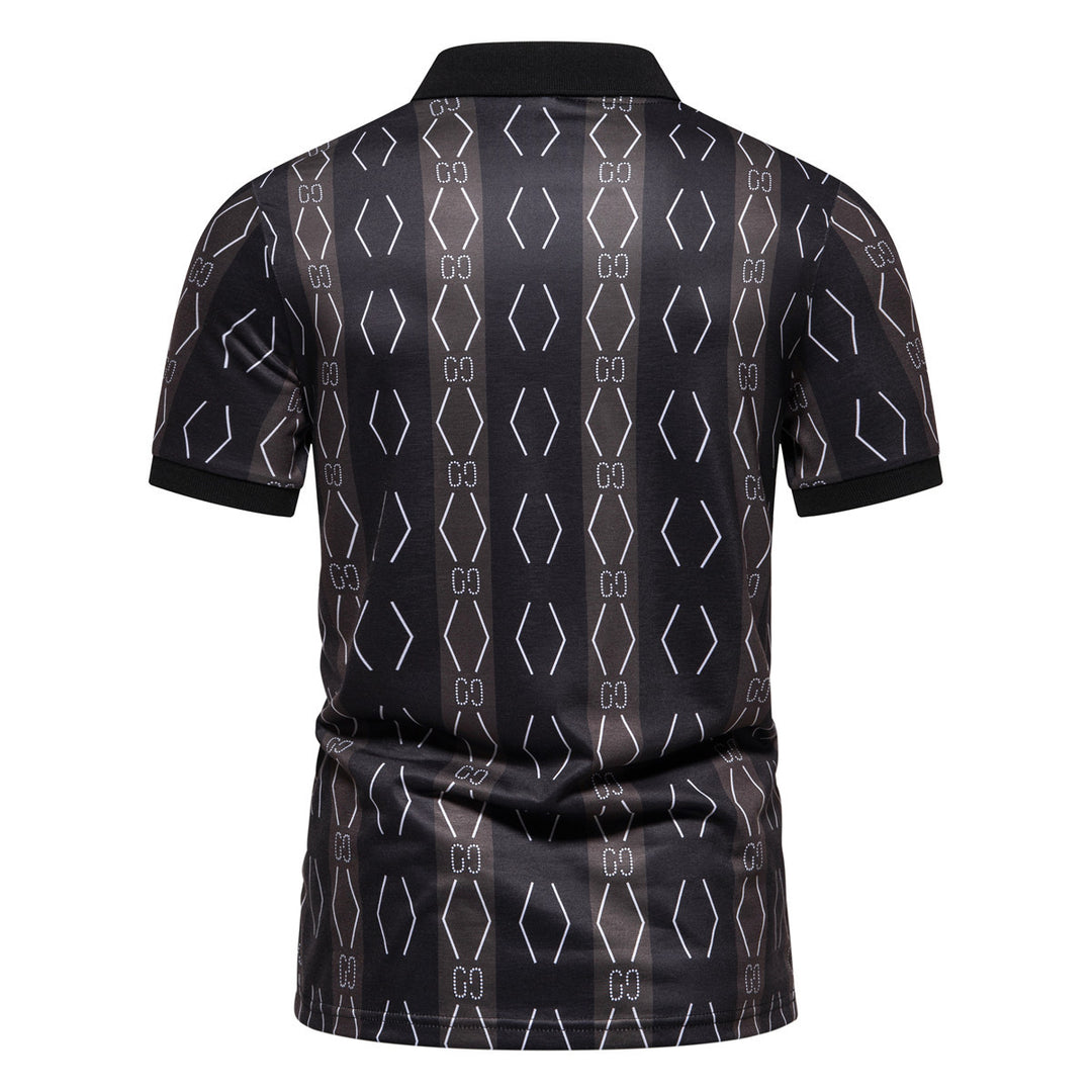 Herren Poloshirt mit einzigartigem grafischen Muster und modernem Kragen Echoarchiv
