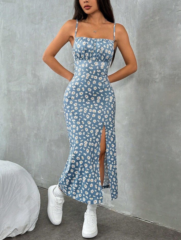 Damen figurbetontes Midikleid mit Raffung und Schlitz Echo Archiv