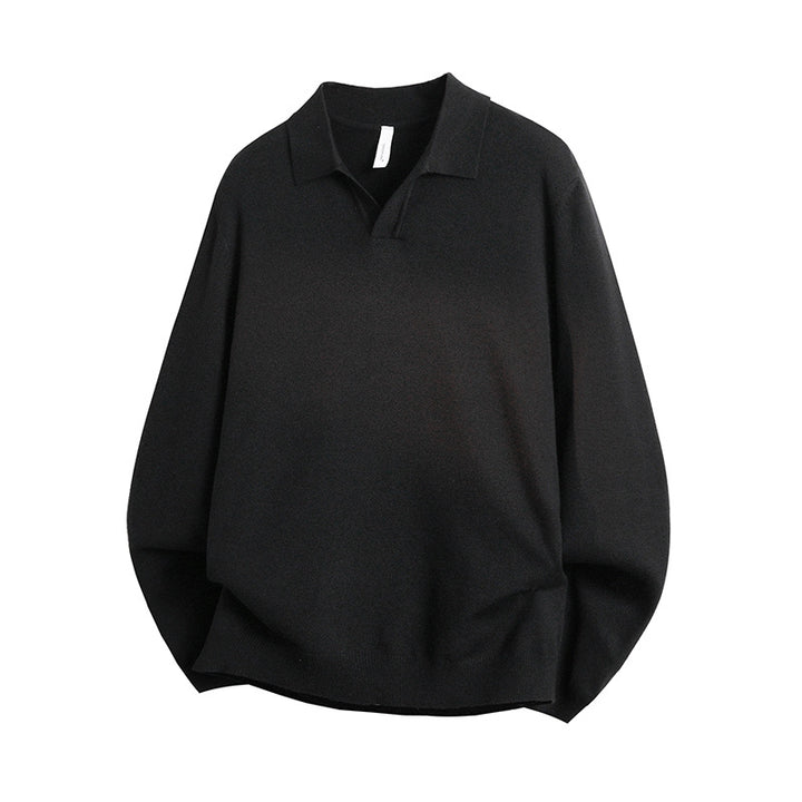 Unisex Oversized Polokragen-Feinstrickpullover mit weitem Schnitt Echoarchiv