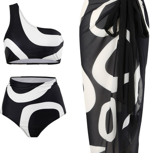 Damen Bikiniset mit asymmetrischem Oberteil und eleganter Wickel-Rock Echo Archiv