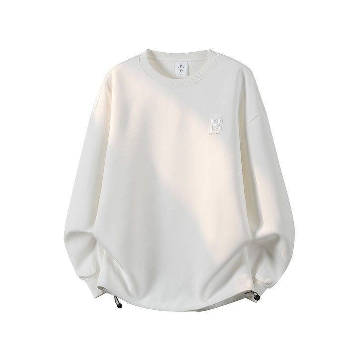 Damen Oversize-Sweatshirt mit gesticktem Schriftzug, abgerundetem Saum & überschnittener Schulter Echoarchiv