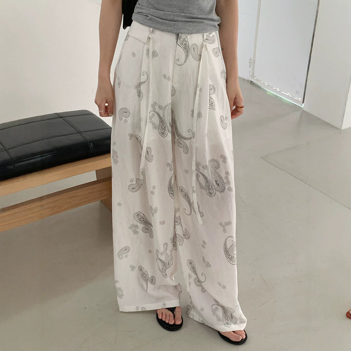 Damen Weite Leinenhose mit Paisleymuster Echo Archiv
