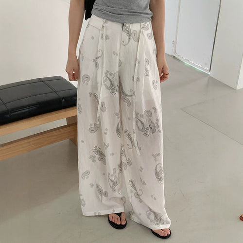 Damen Weite Leinenhose mit Paisleymuster Echo Archiv