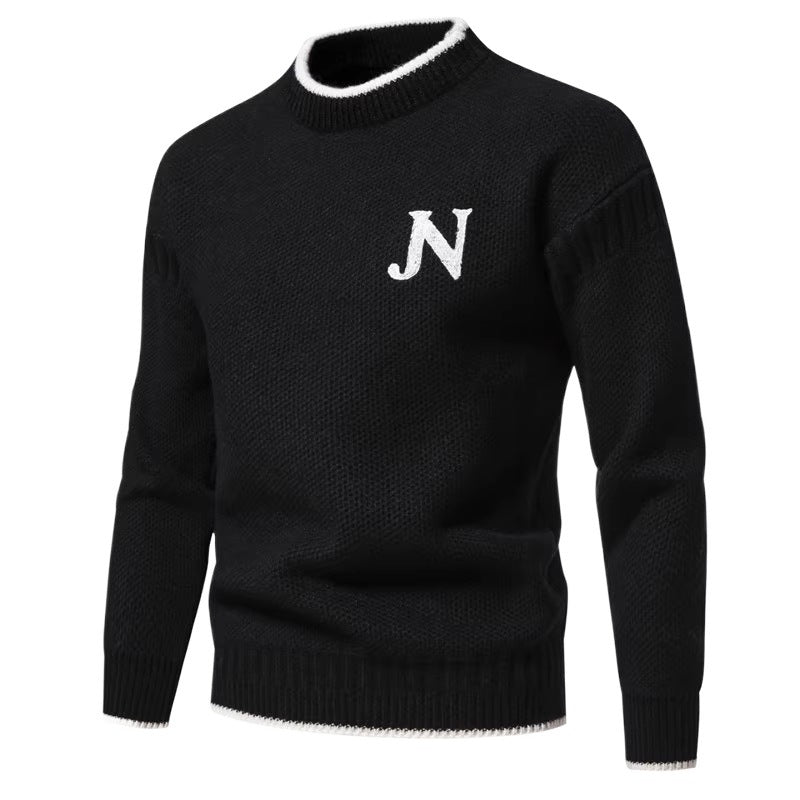 Herren Strukturierter Strickpullover mit Rundhalsausschnitt Echoarchiv