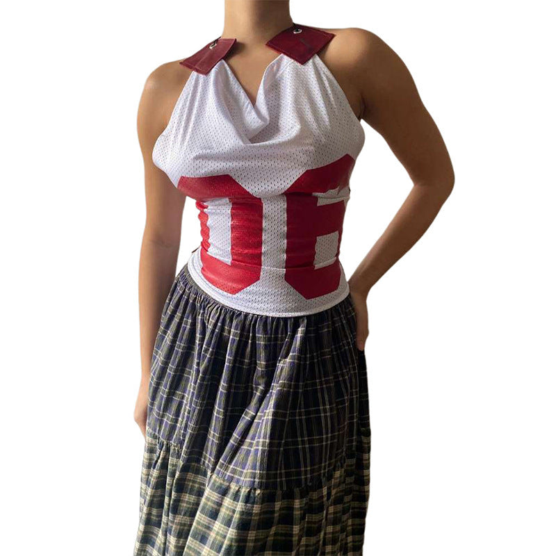 Damen Sportliches Netzoberteil mit asymmetrischem Design und dekorativen Schnürungen Echo Archiv