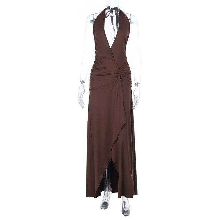 Damen elegantes Wickelkleid mit tiefem V-Ausschnitt und asymmetrischem Rock Echo Archiv