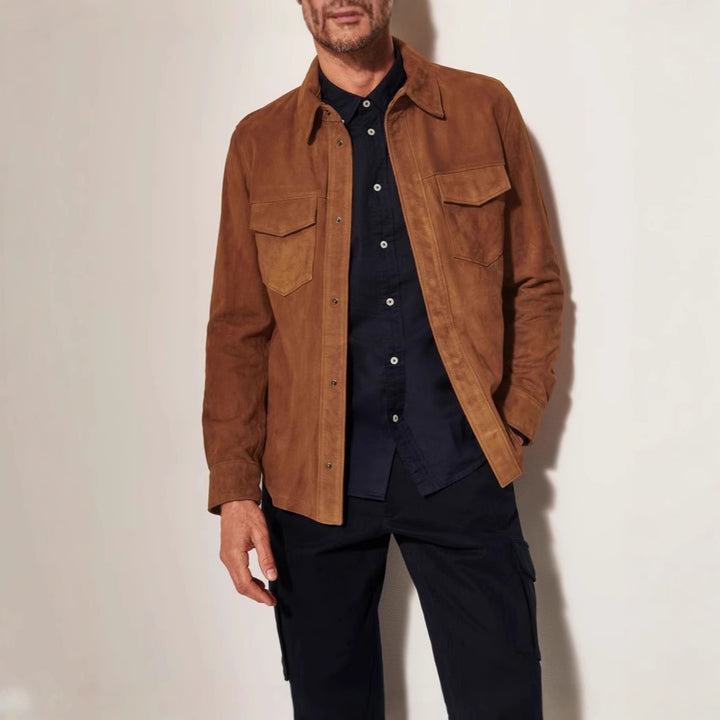 Herren hochwertige Wildlederjacke im klassischen Design Echoarchiv