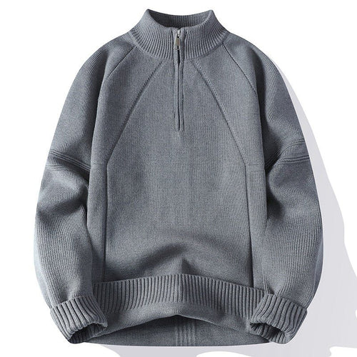 Herren Sportlicher Stehkragenpullover mit Reißverschluss und strukturiertem Design Echoarchiv