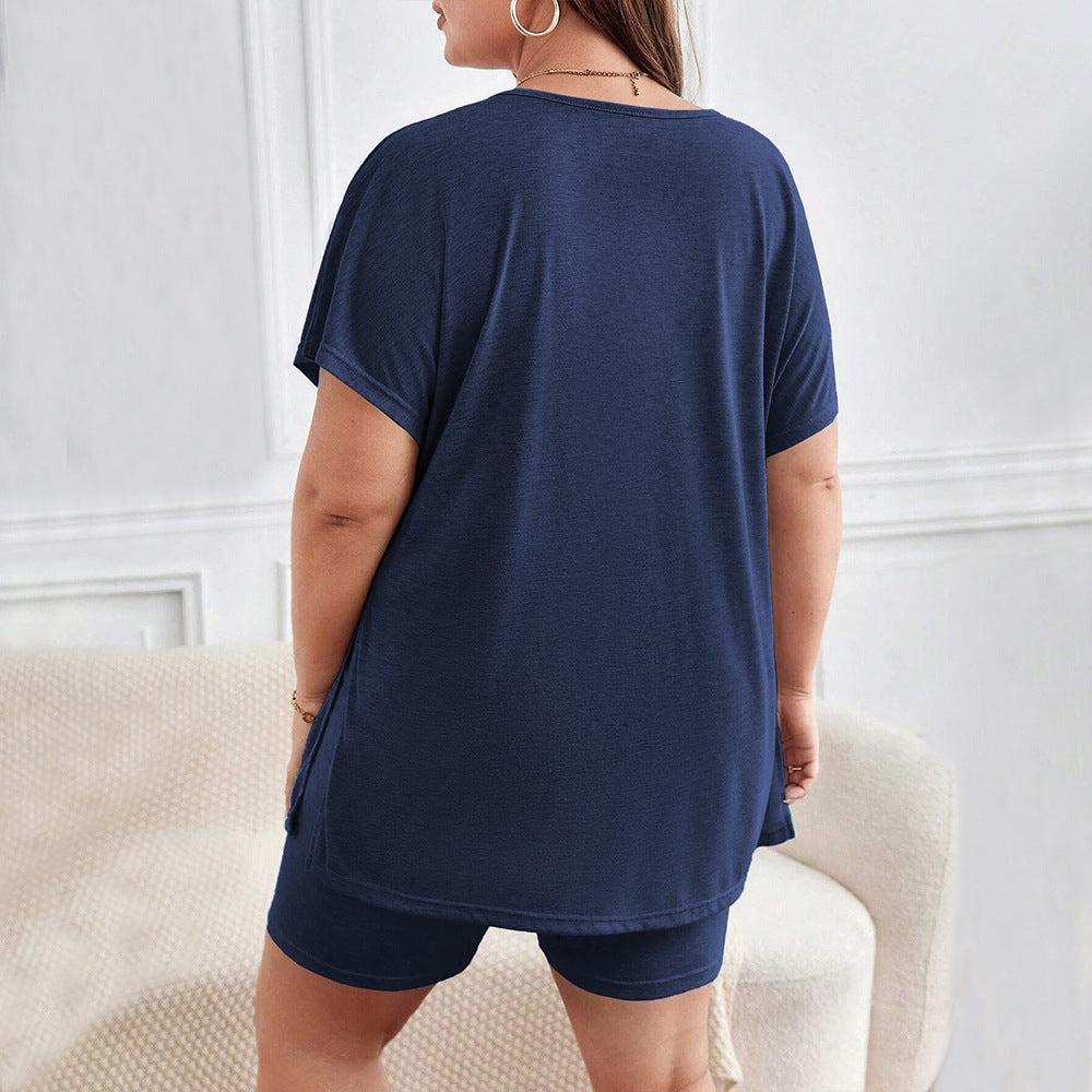 Damen bequemer Lounge-Set mit T-Shirt und Shorts Echo Archiv