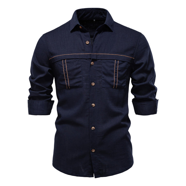 Herren nan Workshirt aus Denimoptik mit doppelten Brusttaschen und Kontrastnähten Echo Archiv