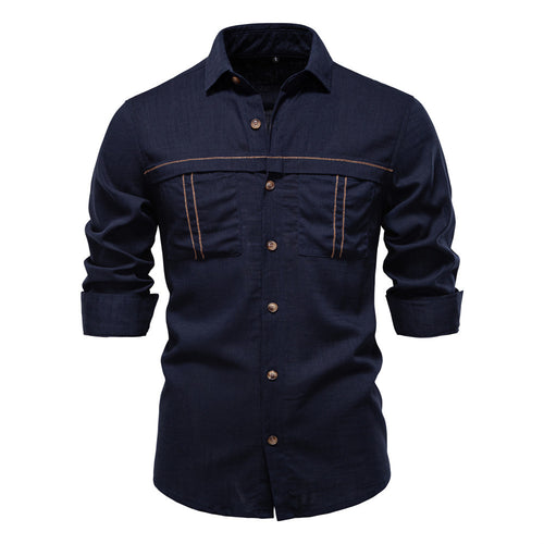 Herren nan Workshirt aus Denimoptik mit doppelten Brusttaschen und Kontrastnähten Echo Archiv