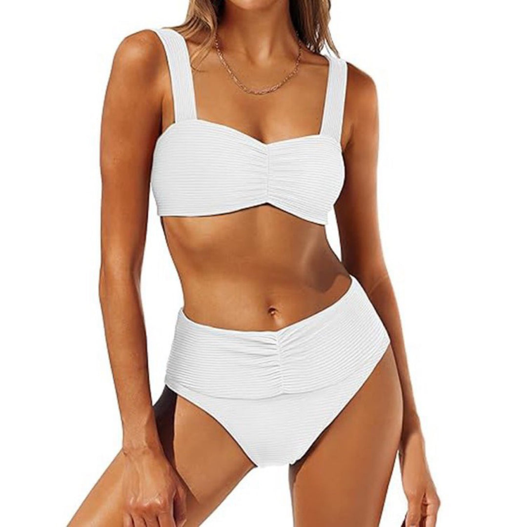 Damen Hochtailliertes Bikini-Set mit gerafftem Oberteil Echo Archiv
