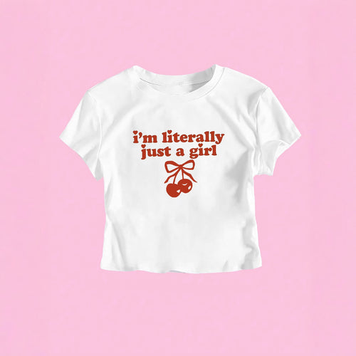 Damen Crop-T-Shirt mit frechem Kirschmotiv und verspielt künstlerischem Design Echo Archiv