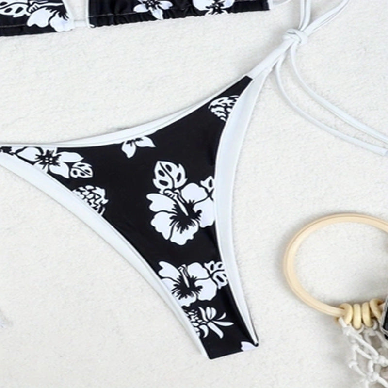 Damen Triangel-Bikini mit floralem Design und verspielten Binde-Trägern Echo Archiv