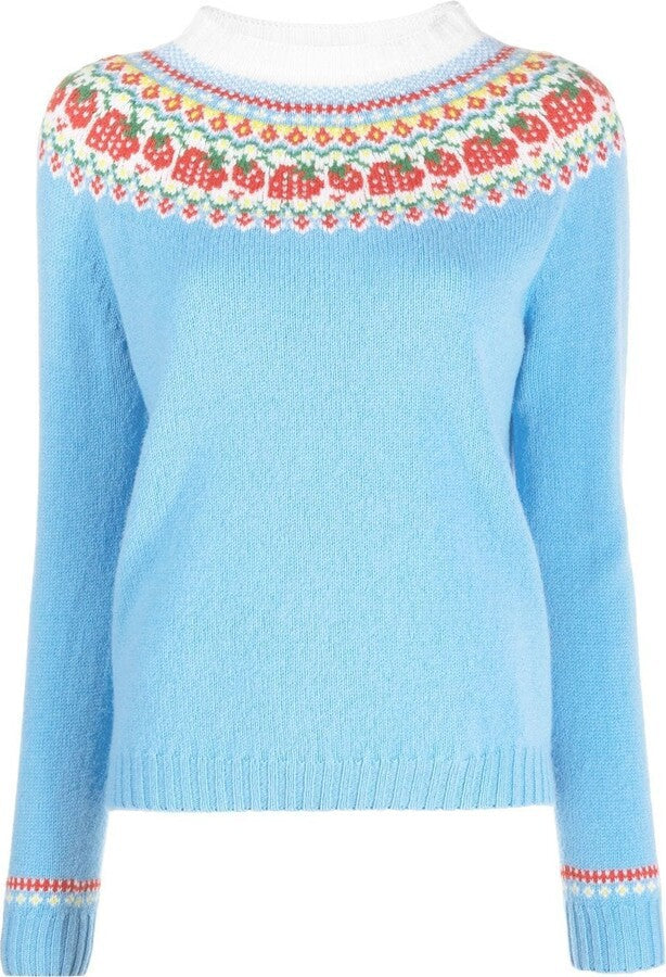 Damen nan Norwegerpullover aus Wollmix mit Rundhalsausschnitt und traditionellem Fair-Isle-Yoke Echo Archiv