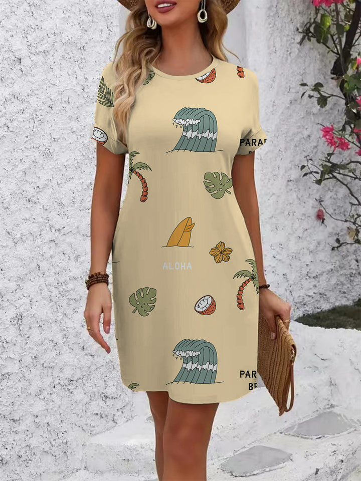 Damen Kurzarmkleid mit geometrischem Print Echo Archiv