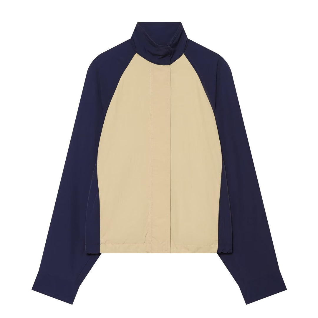 Damen Leichter Colorblock Windbreaker mit Stehkragen und Raglanärmeln Echo Archiv