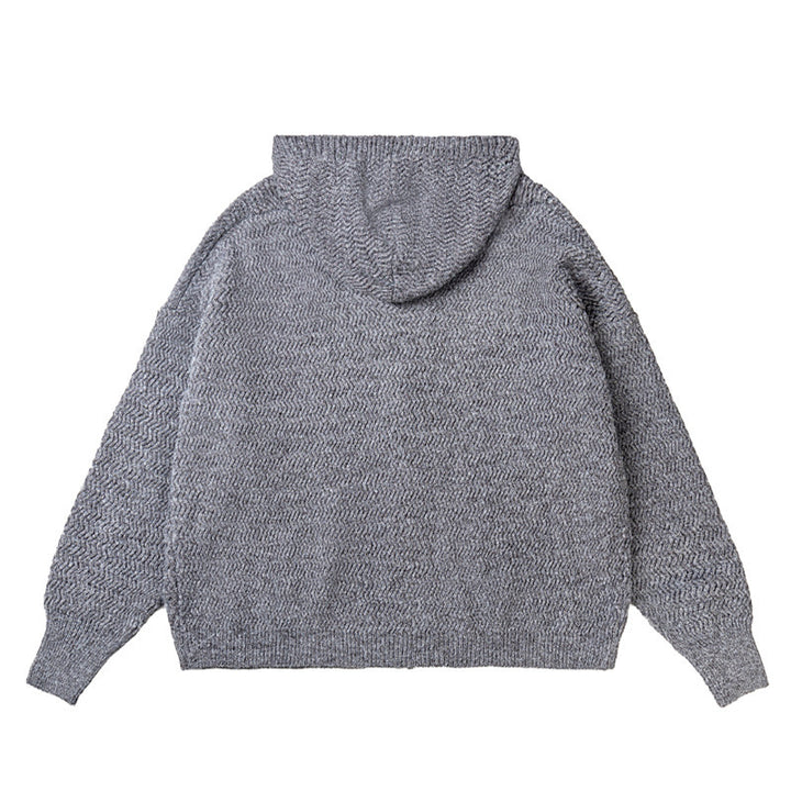 Unisex Strick-Kapuzenjacke mit Strukturmuster und durchgehendem Reißverschluss Echo Archiv