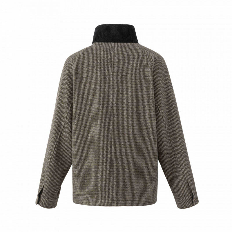 Herren Doppelreihige Wollmix-Fieldjacke im Hahnentritt mit Cordkragen und Pattentaschen Echo Archiv