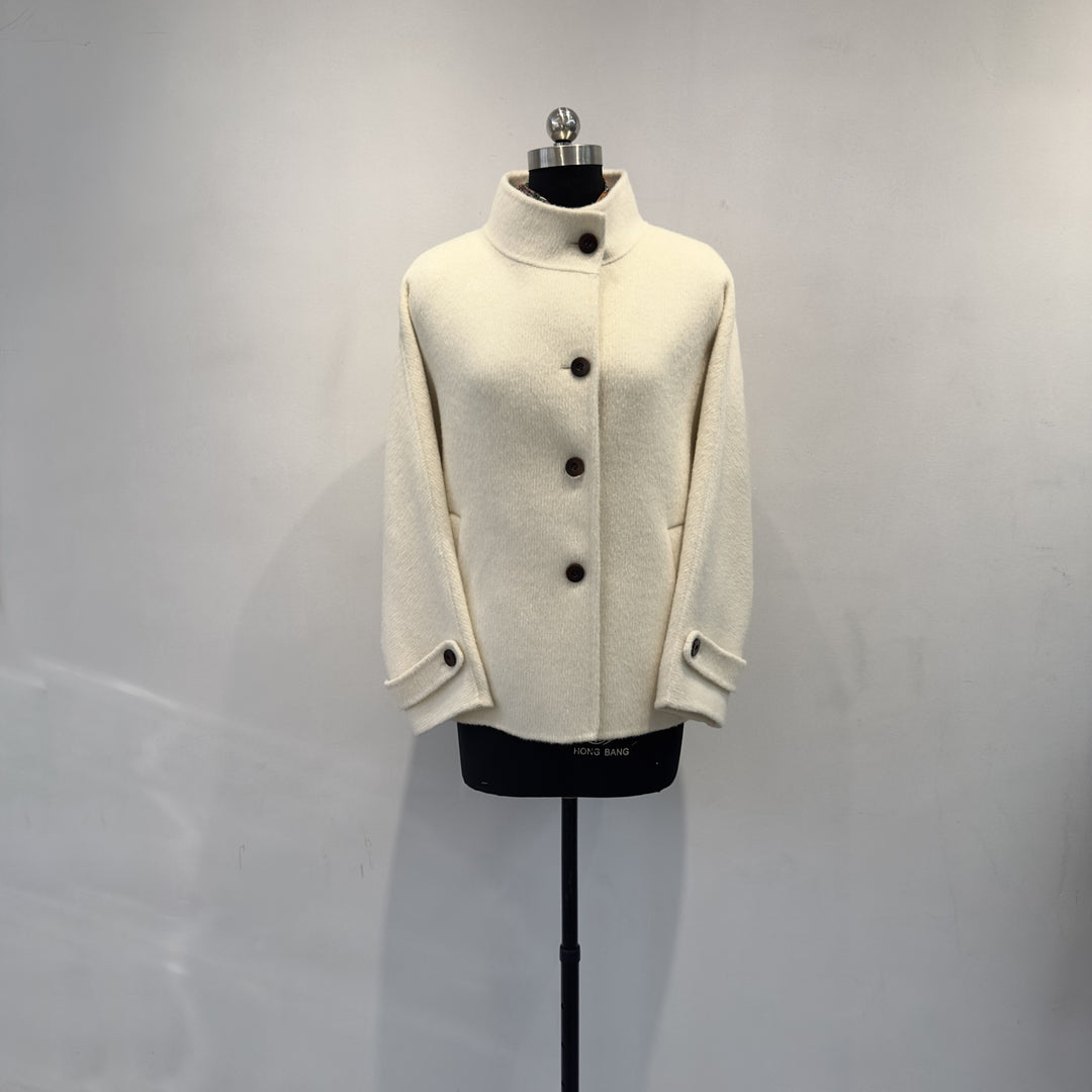 Damen Vintage-inspirierte strukturierte Knopfjacke Echoarchiv