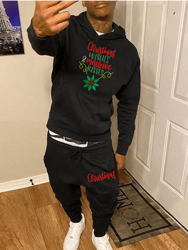Herren Kuschel-Hoodie und Jogginghose Set mit festlichem Weihnachtsmotiv Echoarchiv