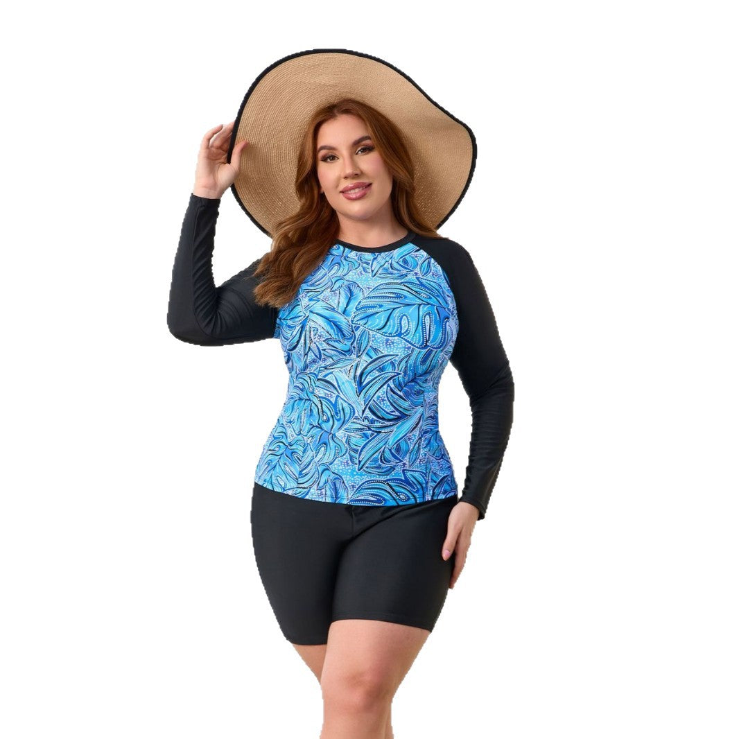 Damen Sportlicher Rashguard mit floralen Mustern und kurzen Hosen – Avélisse