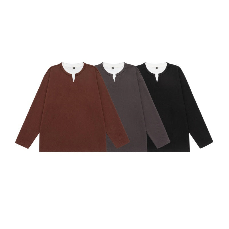 Unisex Oversize-Sweatshirt mit Notch-Ausschnitt und kontrastiertem Kragen-Einsatz Echoarchiv