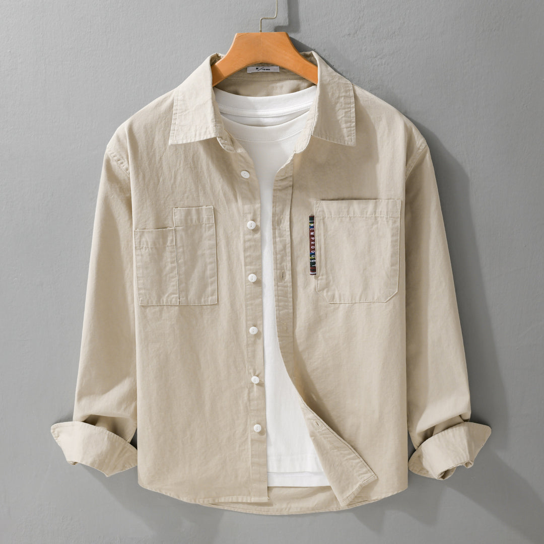 Herren Leichtes Baumwoll-Overshirt mit Doppel-Brusttaschen und Kentkragen Echoarchiv