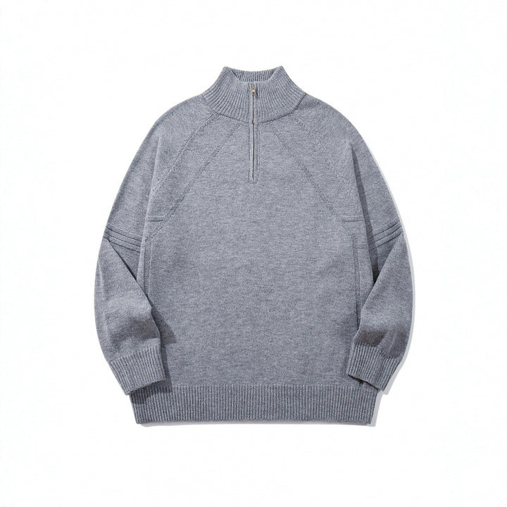 Unisex Strick-Halbzip-Pullover mit hohem Rippkragen und Raglanärmeln Echo Archiv