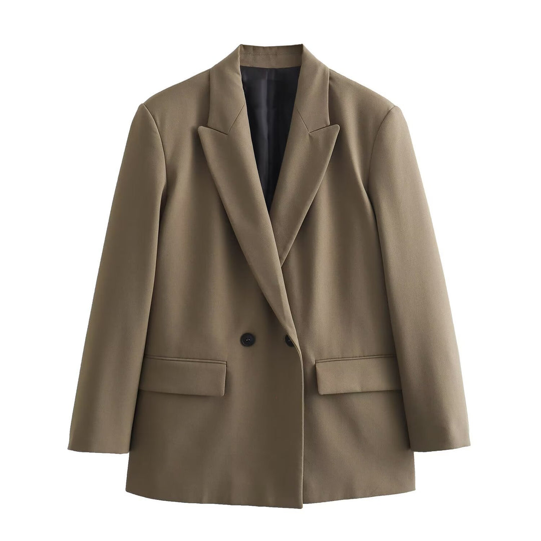 Damen 50+ taillierter Doppelreihiger Longline-Blazer mit Reverskragen und Pattentaschen Echo Archiv