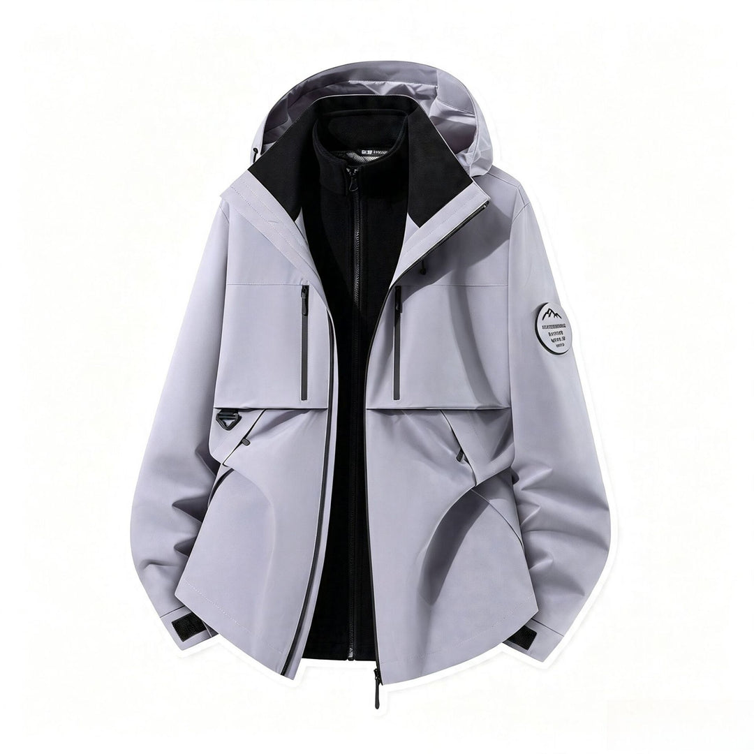 Herren dreilagige Softshell-Outdoorjacke mit herausnehmbarem Fleecefutter und Kapuze Echoarchiv