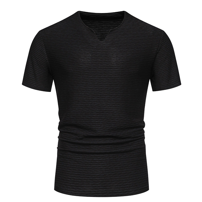 Herren Kurzarm T-Shirt mit strukturiertem Wellenmuster Echoarchiv