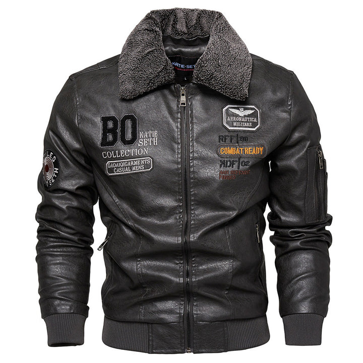Herren Kunstlederjacke mit gefüttertem Kragen Echo Archiv