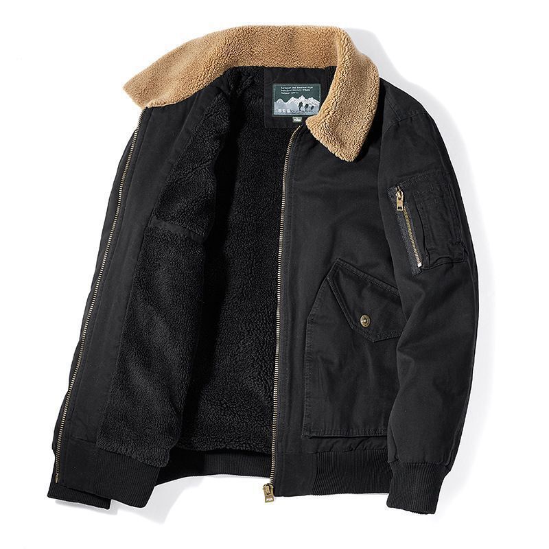 Herren Thermo-Canvasfliegerjacke mit durchgehendem Sherpa-Innenfutter und Pattentaschen Echo Archiv