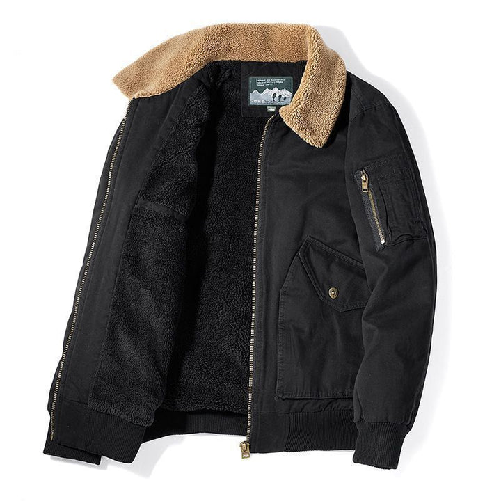 Herren Thermo-Canvasfliegerjacke mit durchgehendem Sherpa-Innenfutter und Pattentaschen Echo Archiv
