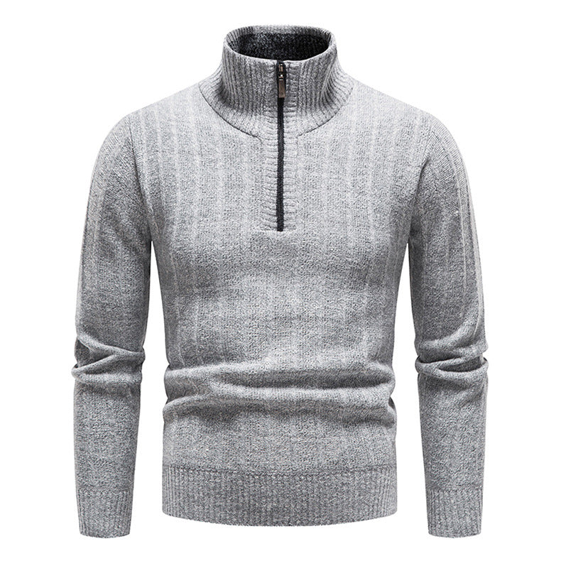 Herren eleganter Strickpullover mit kurzem Reißverschluss und strukturierter Oberfläche Echoarchiv