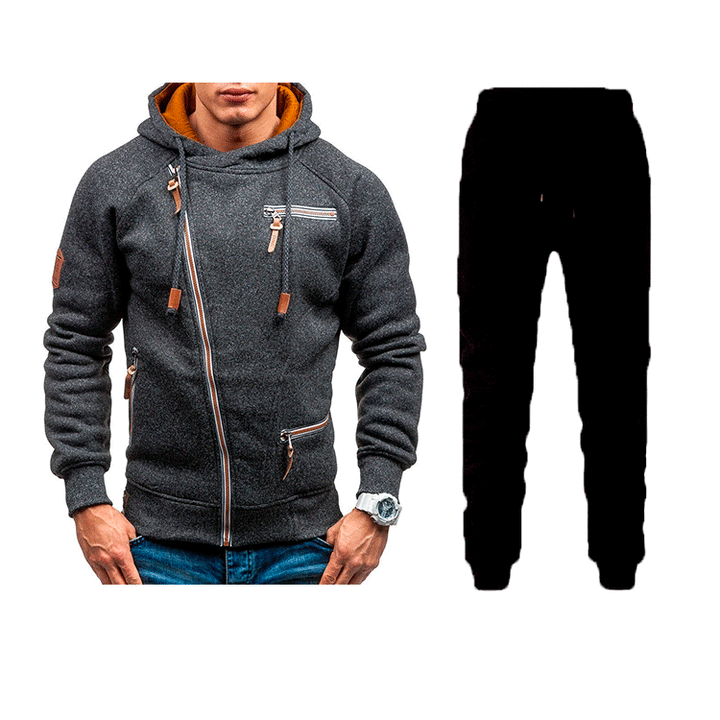 Herren modisches Sweatjacken- und Jogginghosen-Set mit stilvollen Kontrastdetails und praktischen Taschen Echoarchiv