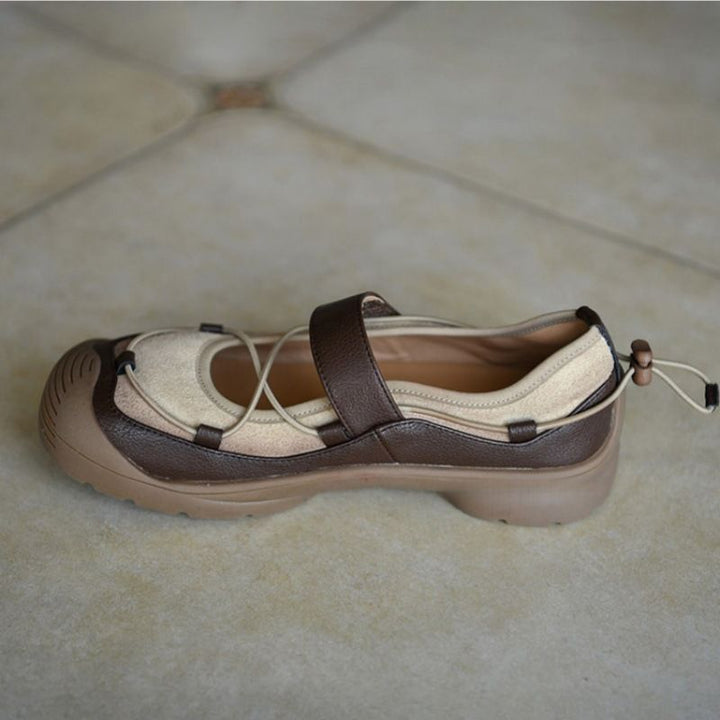 Damen Bequeme Mary-Jane-Sneaker mit Klettverschluss, elastischer Schnürung und profilierter Gummisohle Echo Archiv