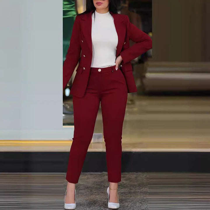 Damen Elegantes Anzug-Set mit tailliertem Blazer und schmalen Hosen Echoarchiv