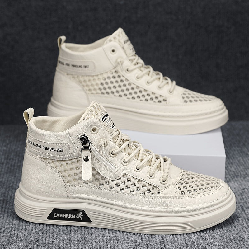 Herren High-Top Sneaker mit luftiger Mesh-Perforation, seitlichem Reißverschluss und dicker Profilsohle Echoarchiv